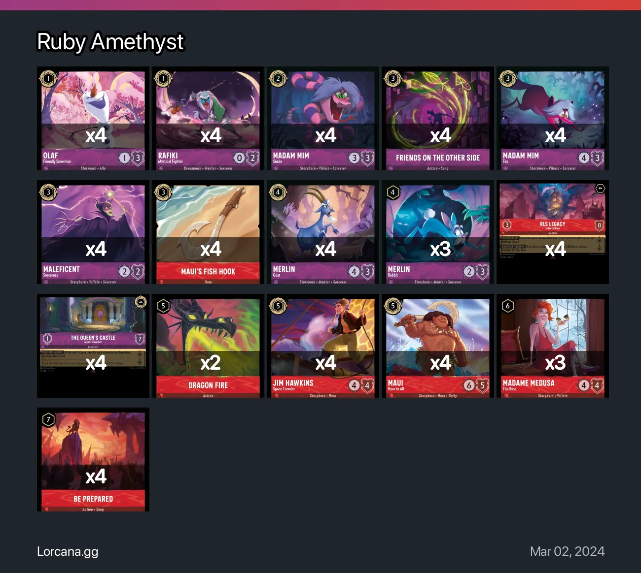 Ruby Amethyst Lorcana Deck • Lorcana.gg