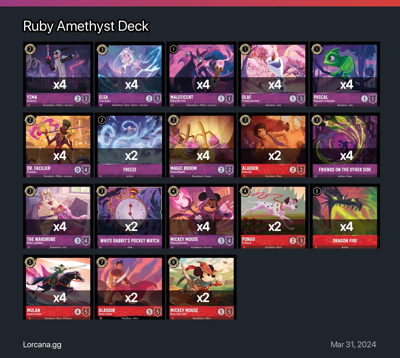 Ruby Amethyst Deck Lorcana Deck | Lorcana.gg