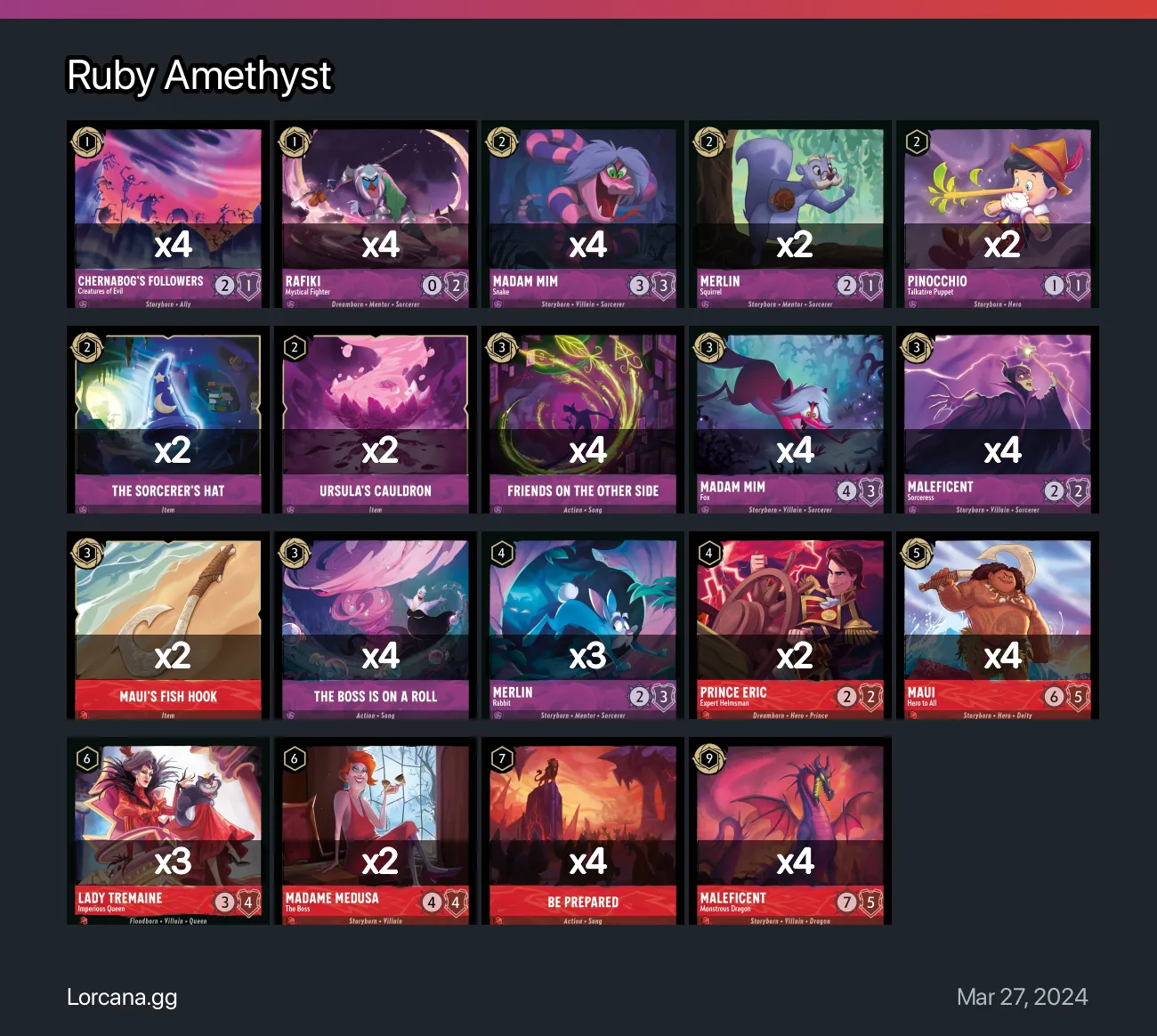 Ruby Amethyst Lorcana Deck | Lorcana.gg