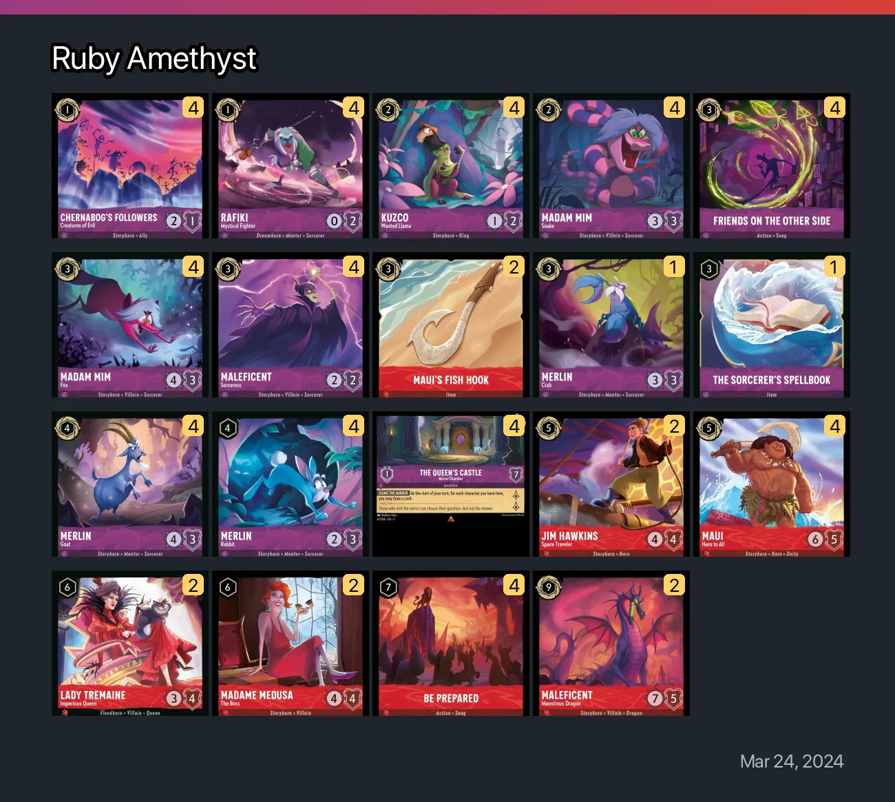 Ruby Amethyst Lorcana Deck