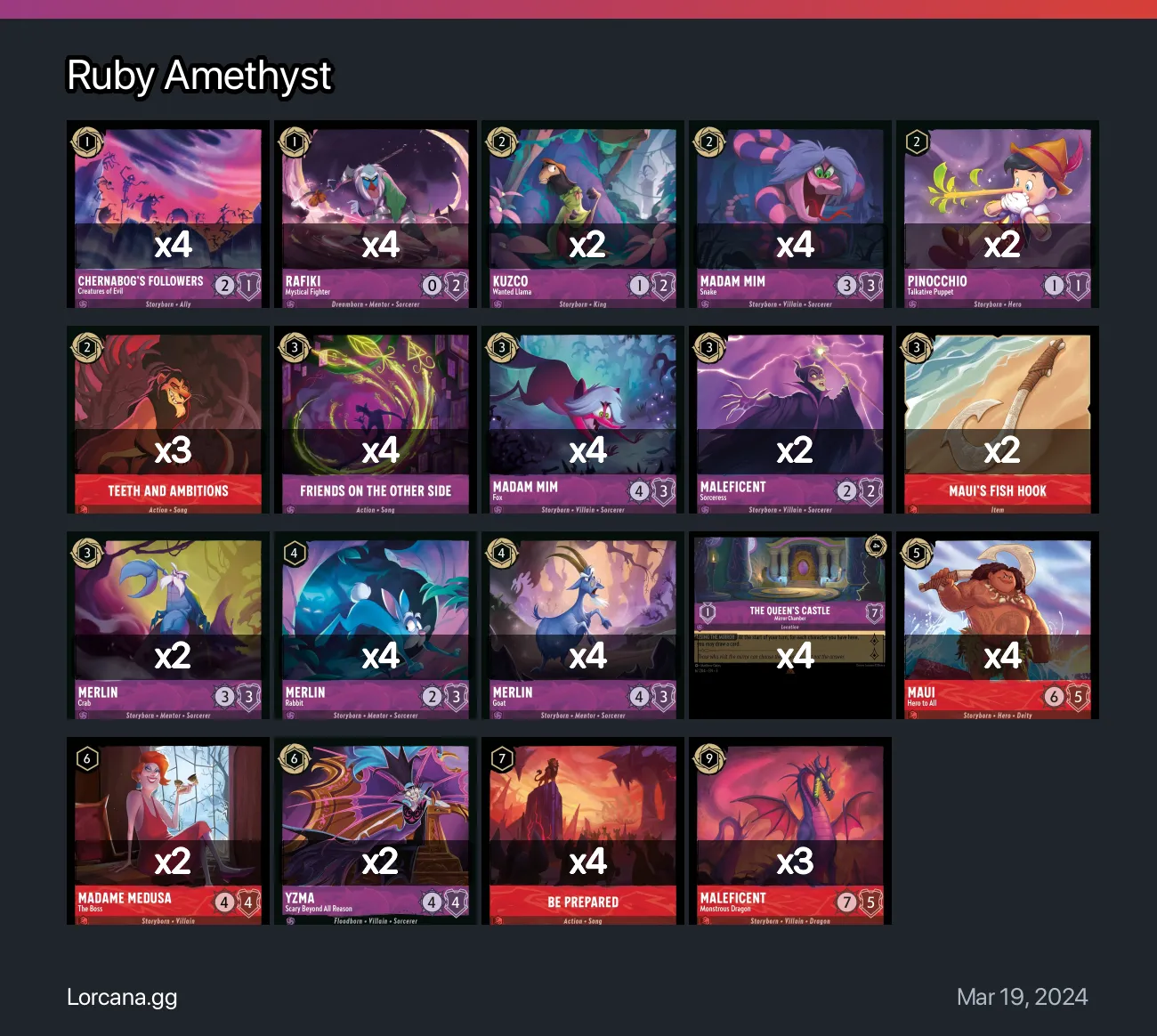 Ruby Amethyst Lorcana Deck • Lorcana.GG