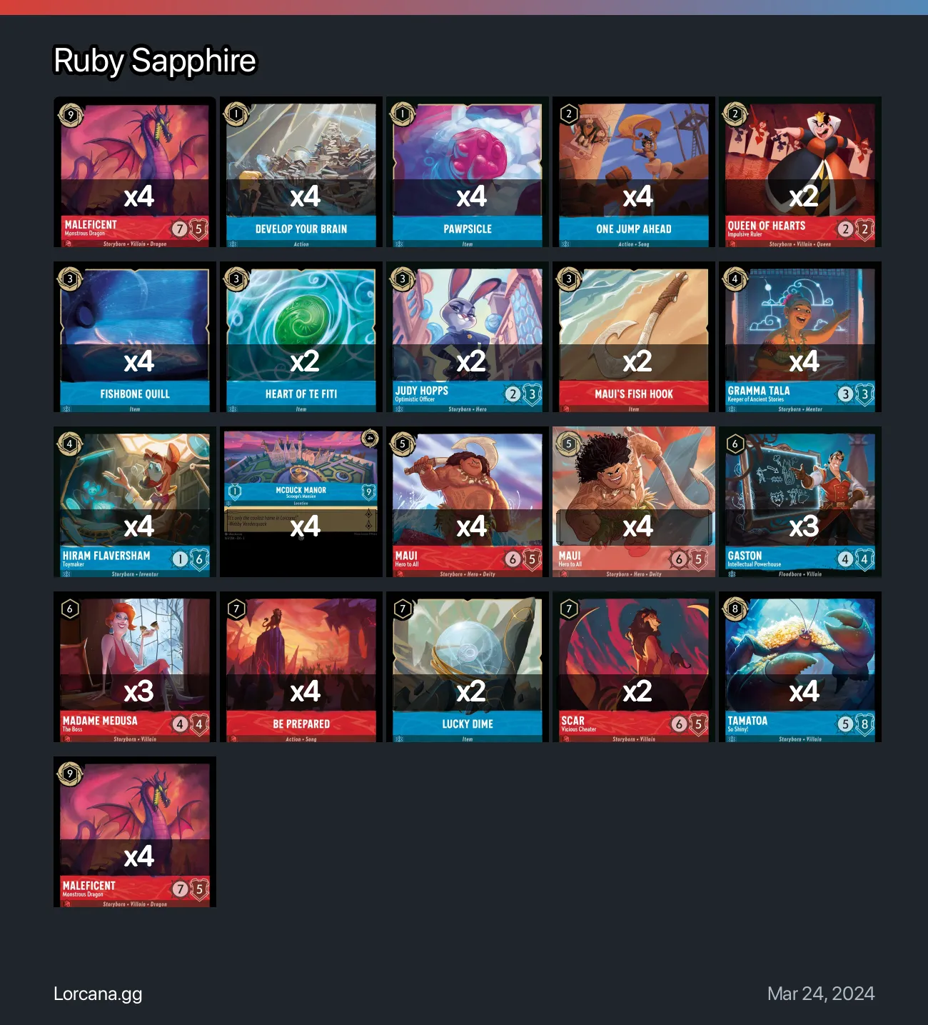 Ruby Sapphire Lorcana Deck • Lorcana.GG