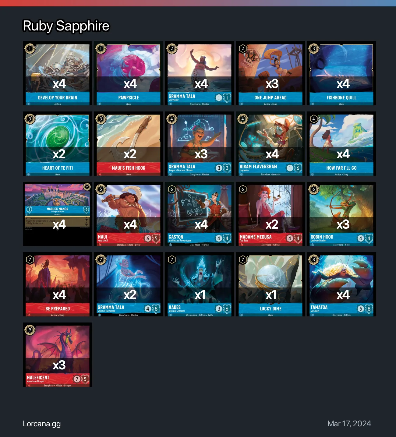 Ruby Sapphire Lorcana Deck • Lorcana.GG