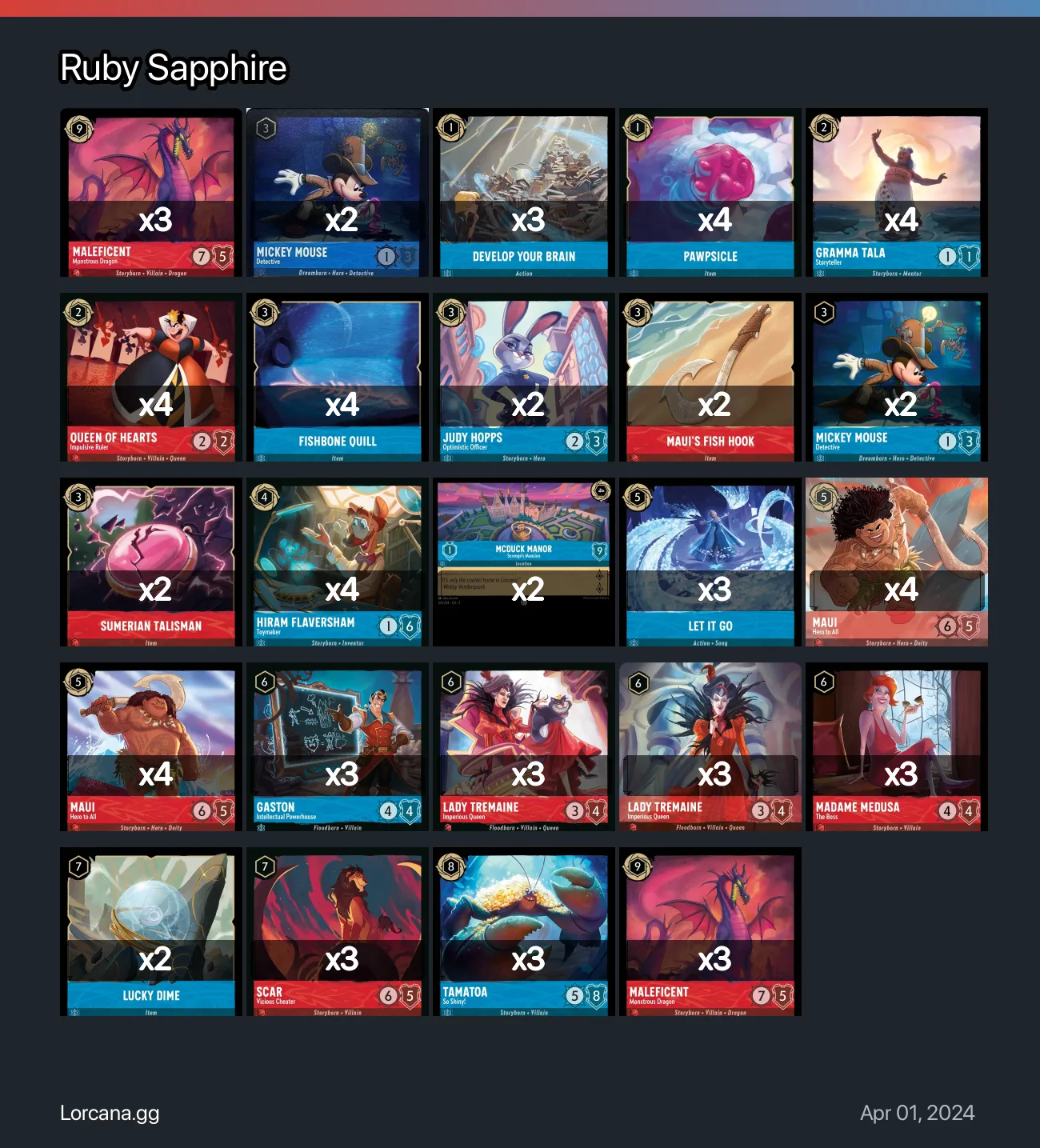 Ruby Sapphire Lorcana Deck | Lorcana.gg