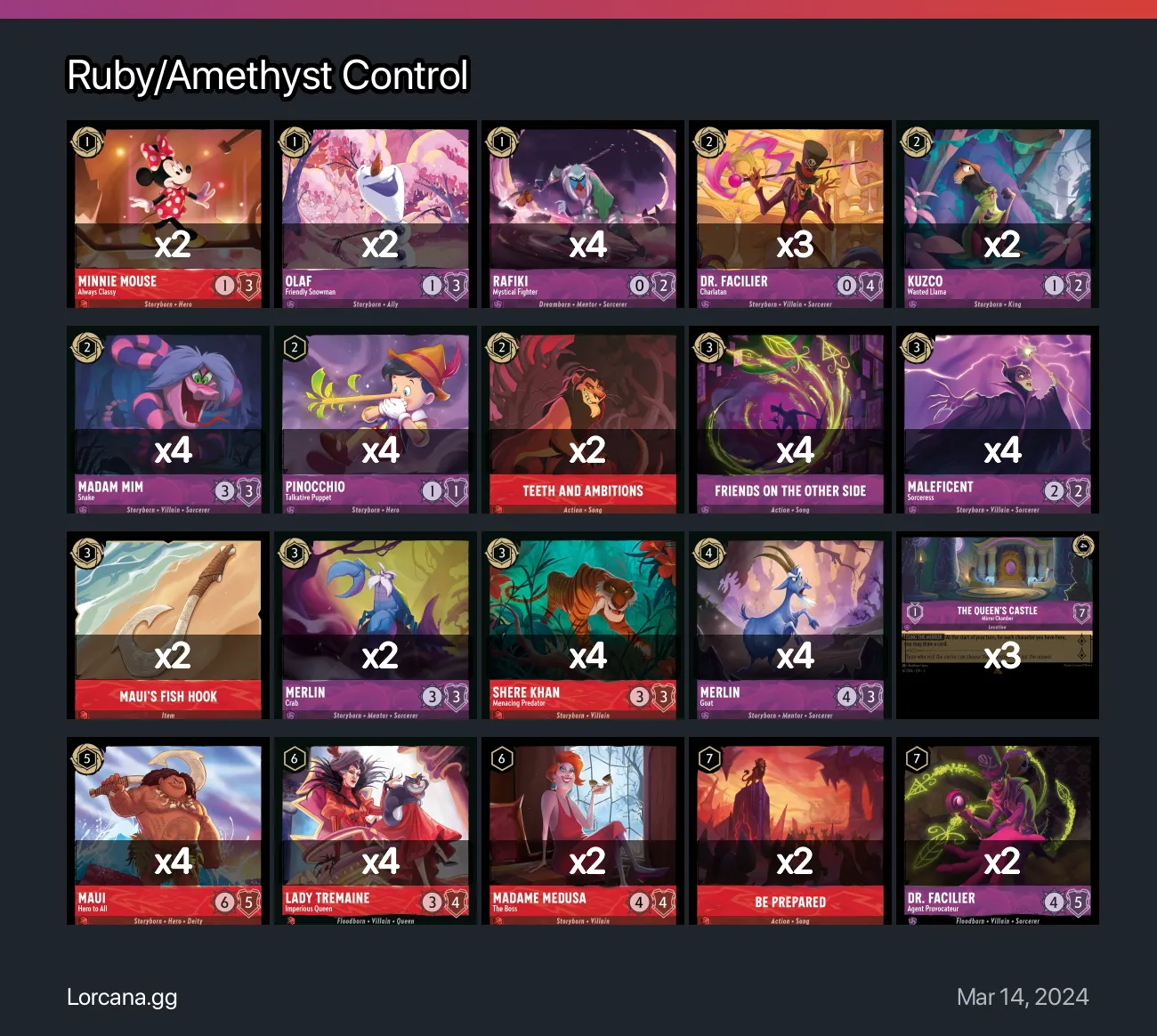 Ruby/Amethyst Control Lorcana Deck • Lorcana.GG