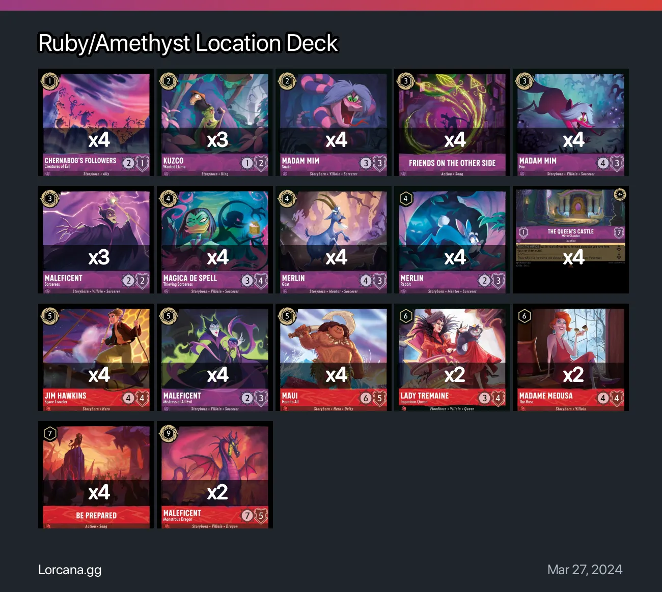 Ruby/Amethyst Location Deck Lorcana Deck | Lorcana.gg