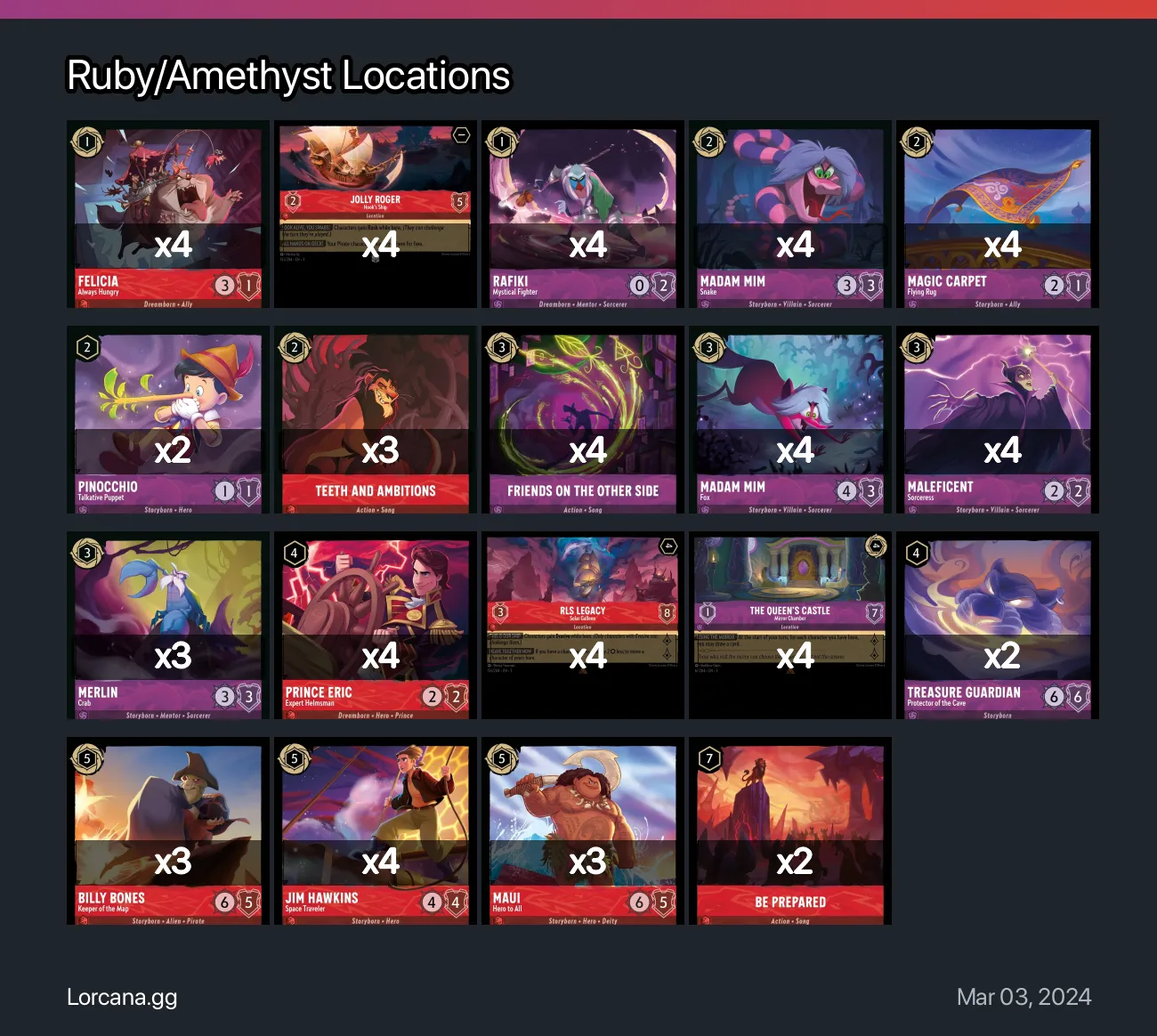 Ruby/Amethyst Locations Lorcana Deck • Lorcana.GG