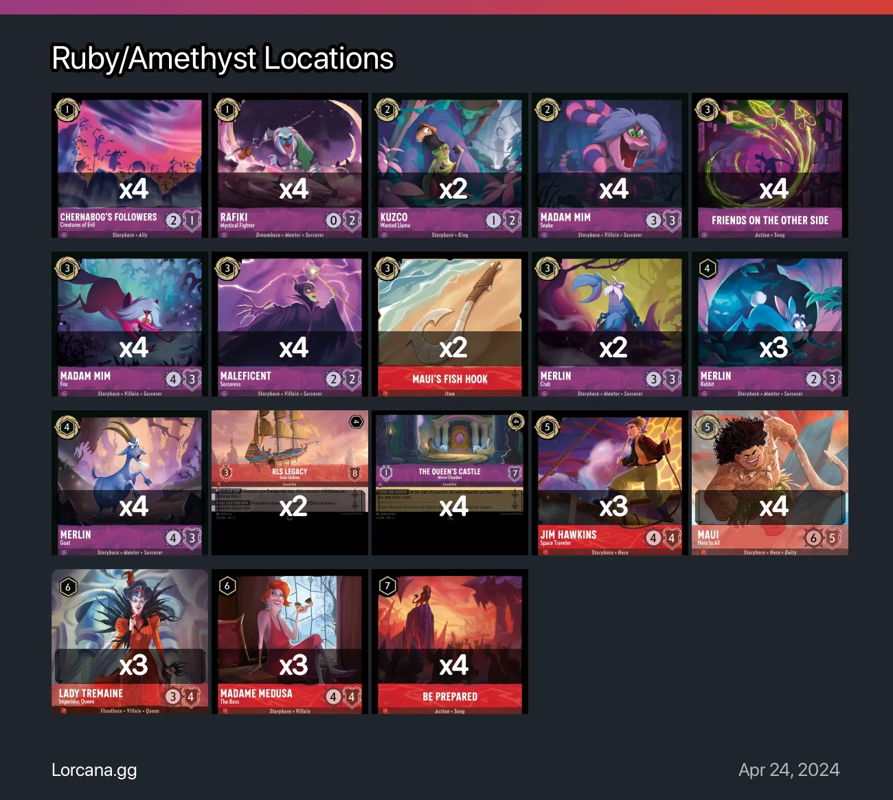 Ruby Amethyst Locations Lorcana Deck 