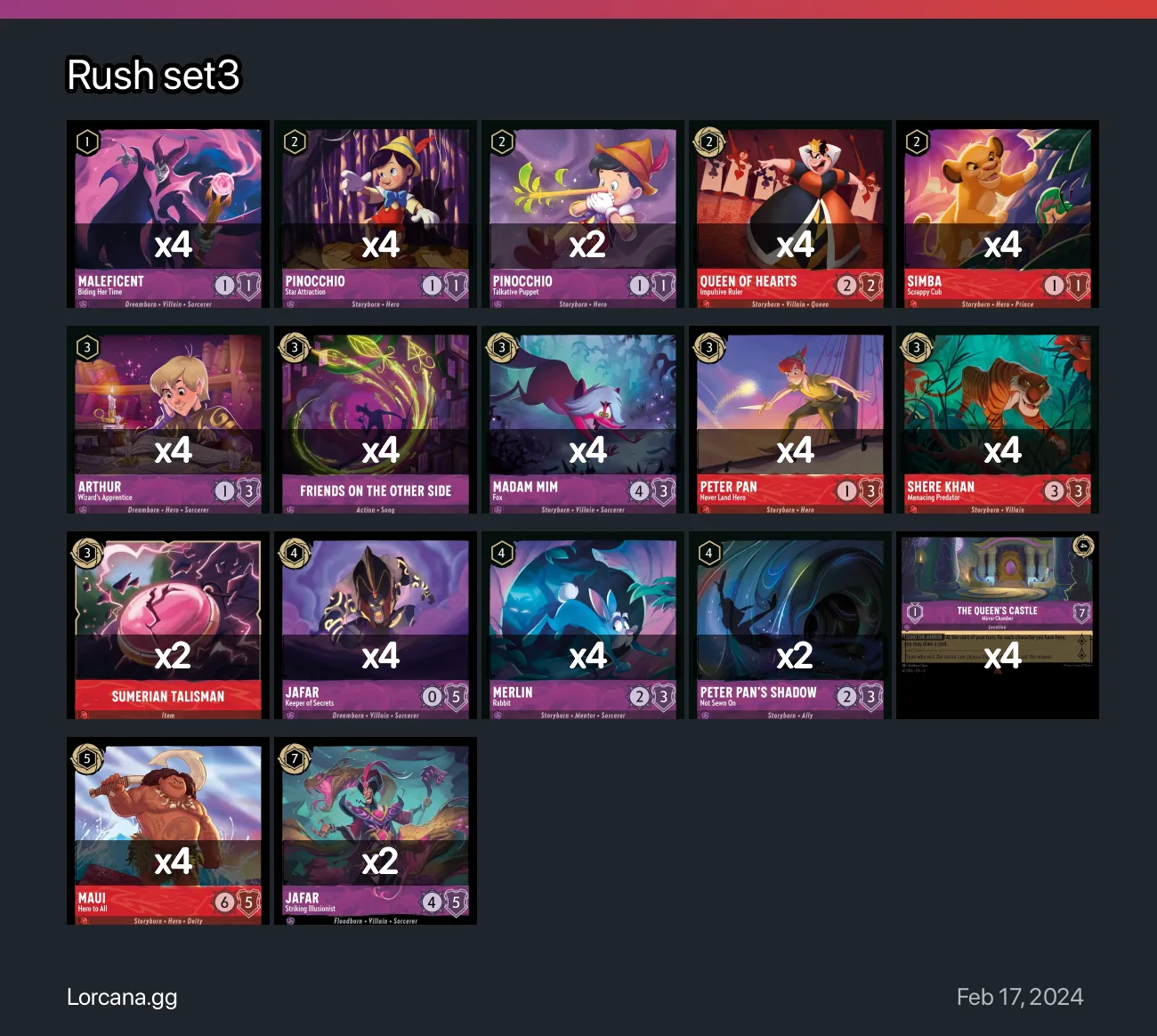 Rush Set3 Lorcana Deck • Lorcana.gg