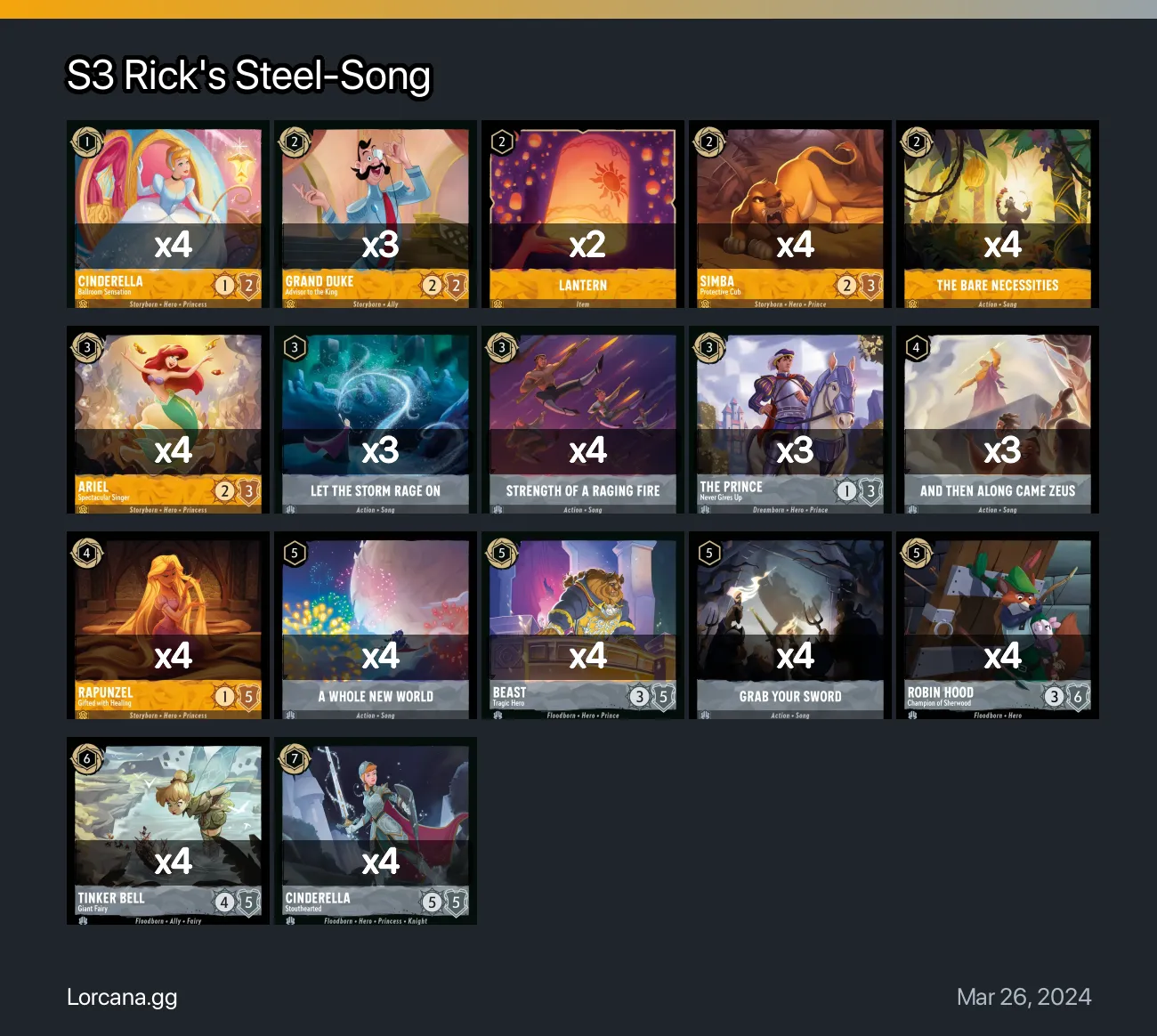 S3 Rick\'s Steel-Song Lorcana Deck • Lorcana.GG