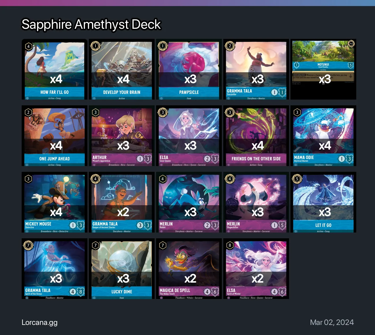 Sapphire Amethyst Deck Lorcana Deck • Lorcana.GG