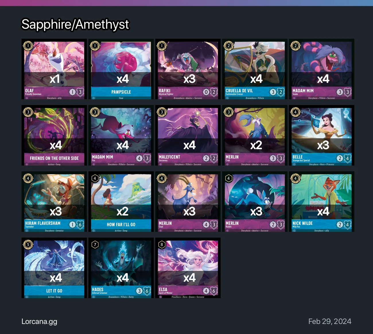 Sapphire/Amethyst Lorcana Deck | Lorcana.gg