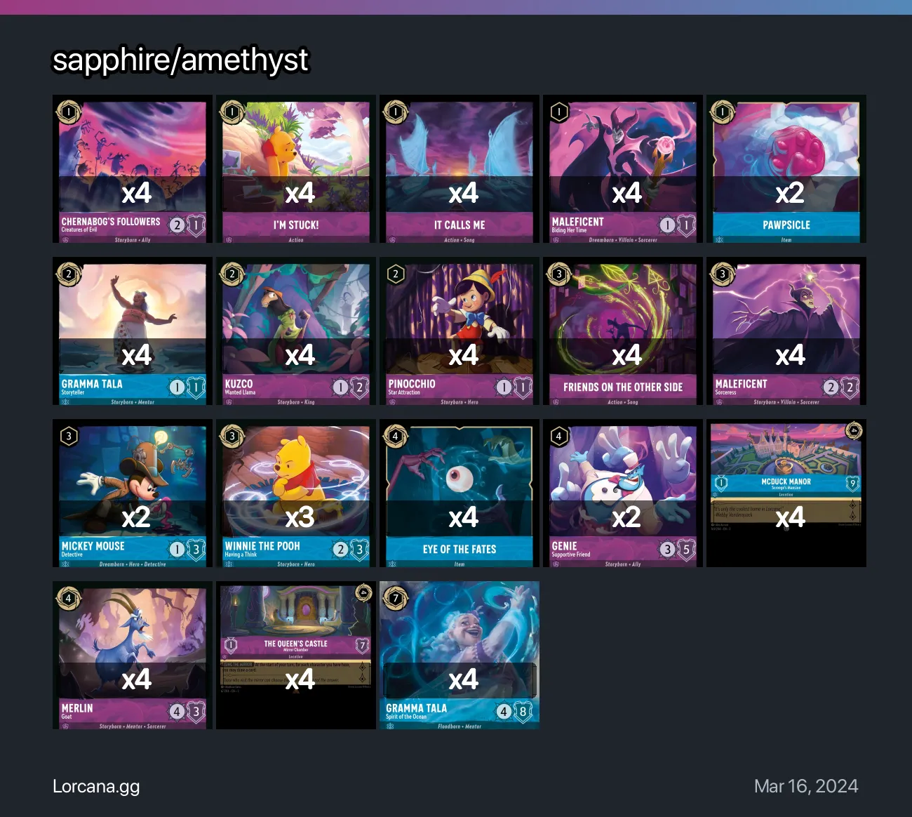 sapphire/amethyst Lorcana Deck • Lorcana.GG