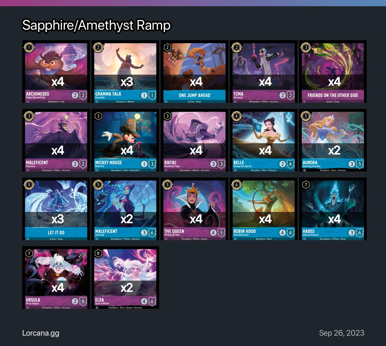 Sapphire/Amethyst Ramp Lorcana Deck | Lorcana.gg