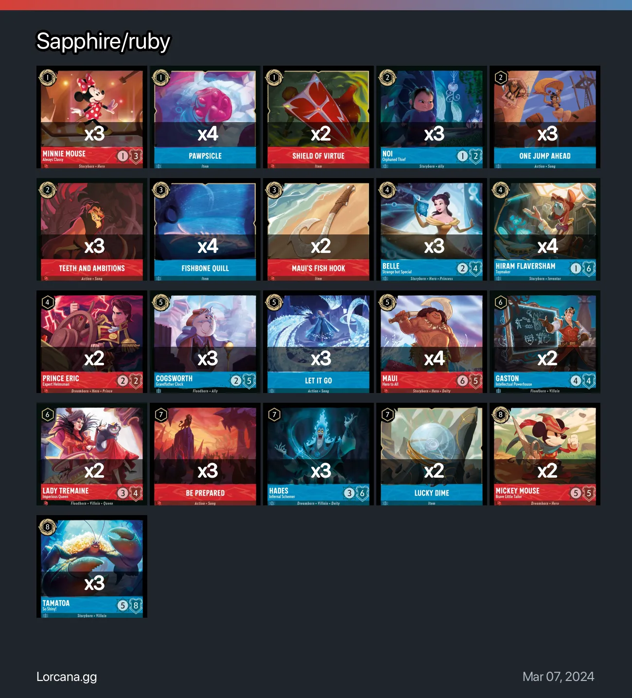 Sapphire/ruby Lorcana Deck • Lorcana.GG