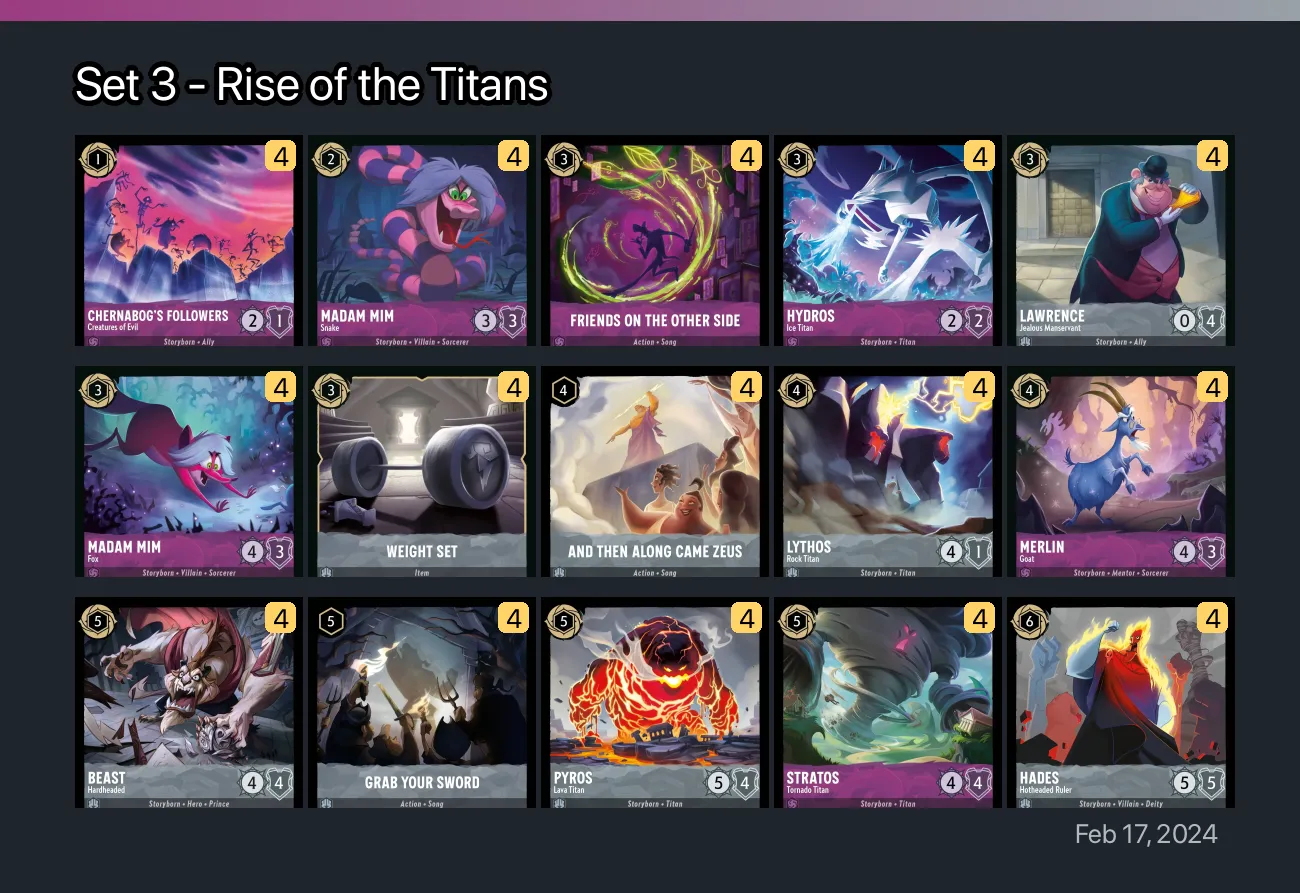 Set 3 - Rise of the Titans Lorcana Deck | Lorcana.gg