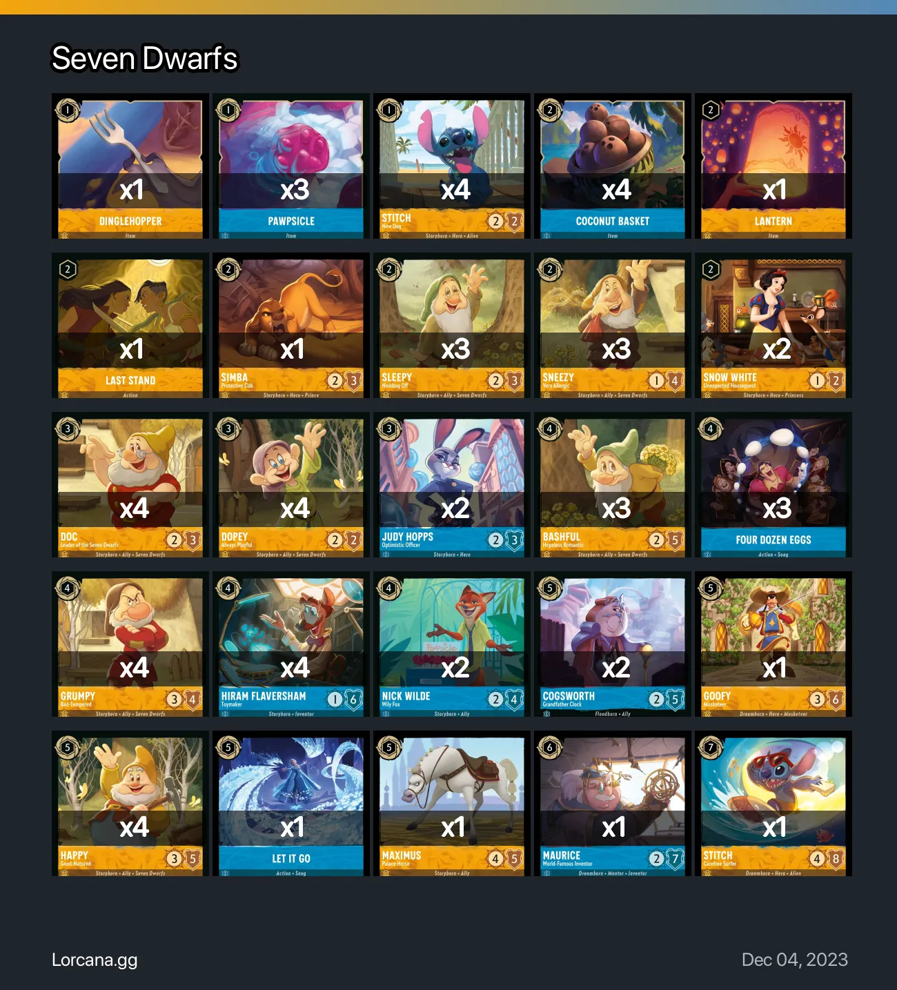 Seven Dwarfs Lorcana Deck | Lorcana.gg