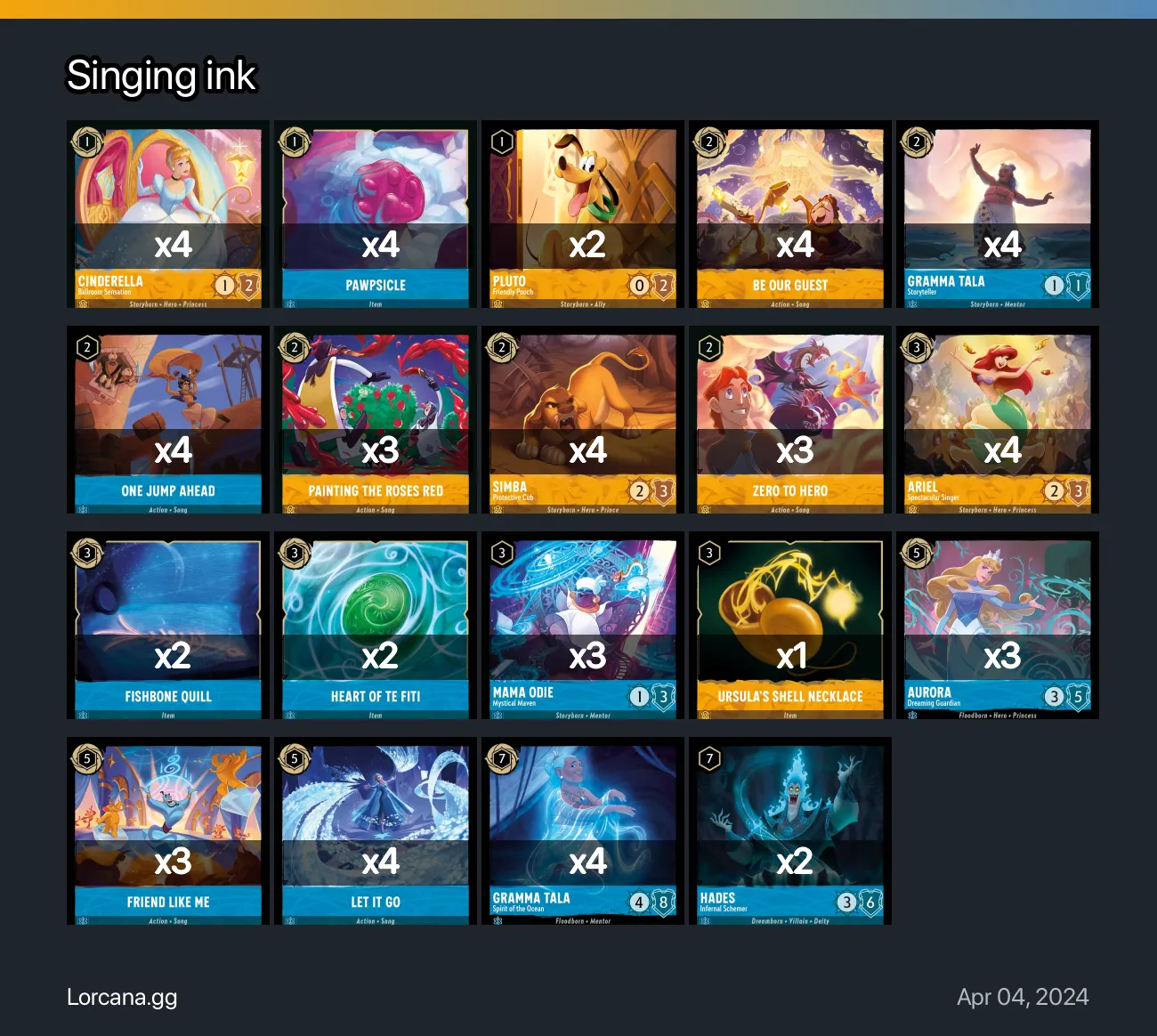 Singing Ink Lorcana Deck Lorcanagg