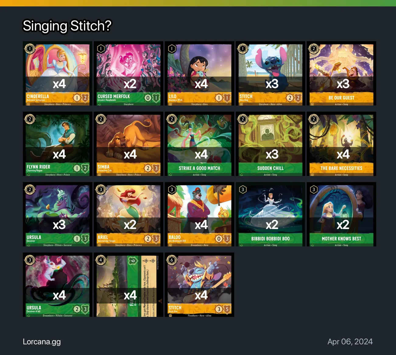 Singing Stitch? Lorcana Deck | Lorcana.gg