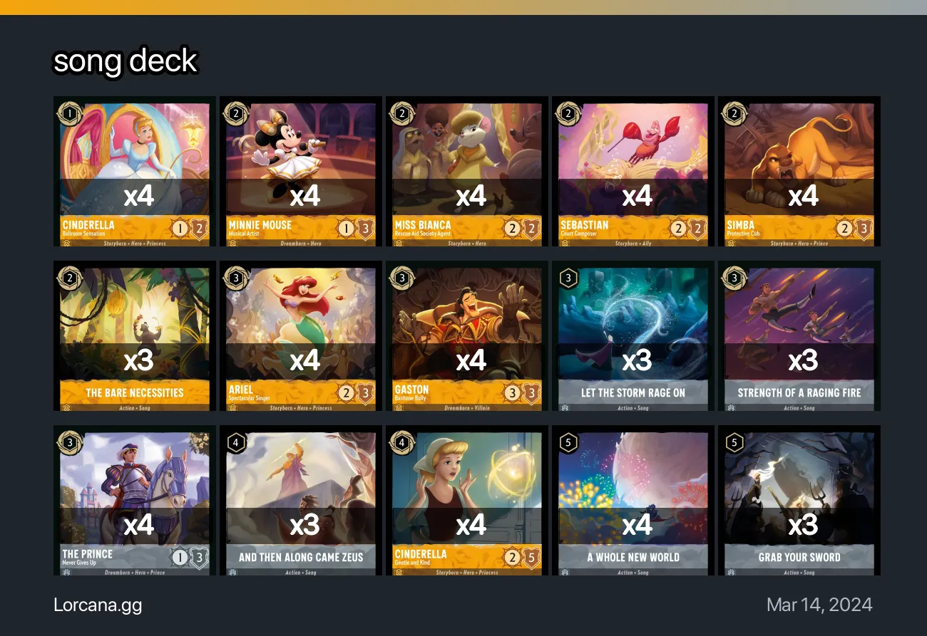 song deck Lorcana Deck • Lorcana.GG