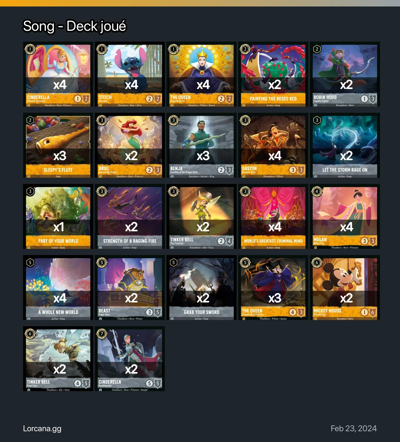 Song - Deck joué Lorcana Deck • Lorcana.GG