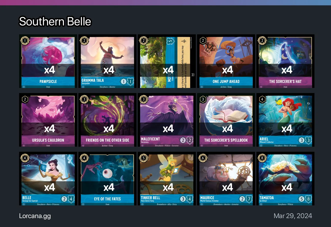 Southern Belle Lorcana Deck | Lorcana.gg