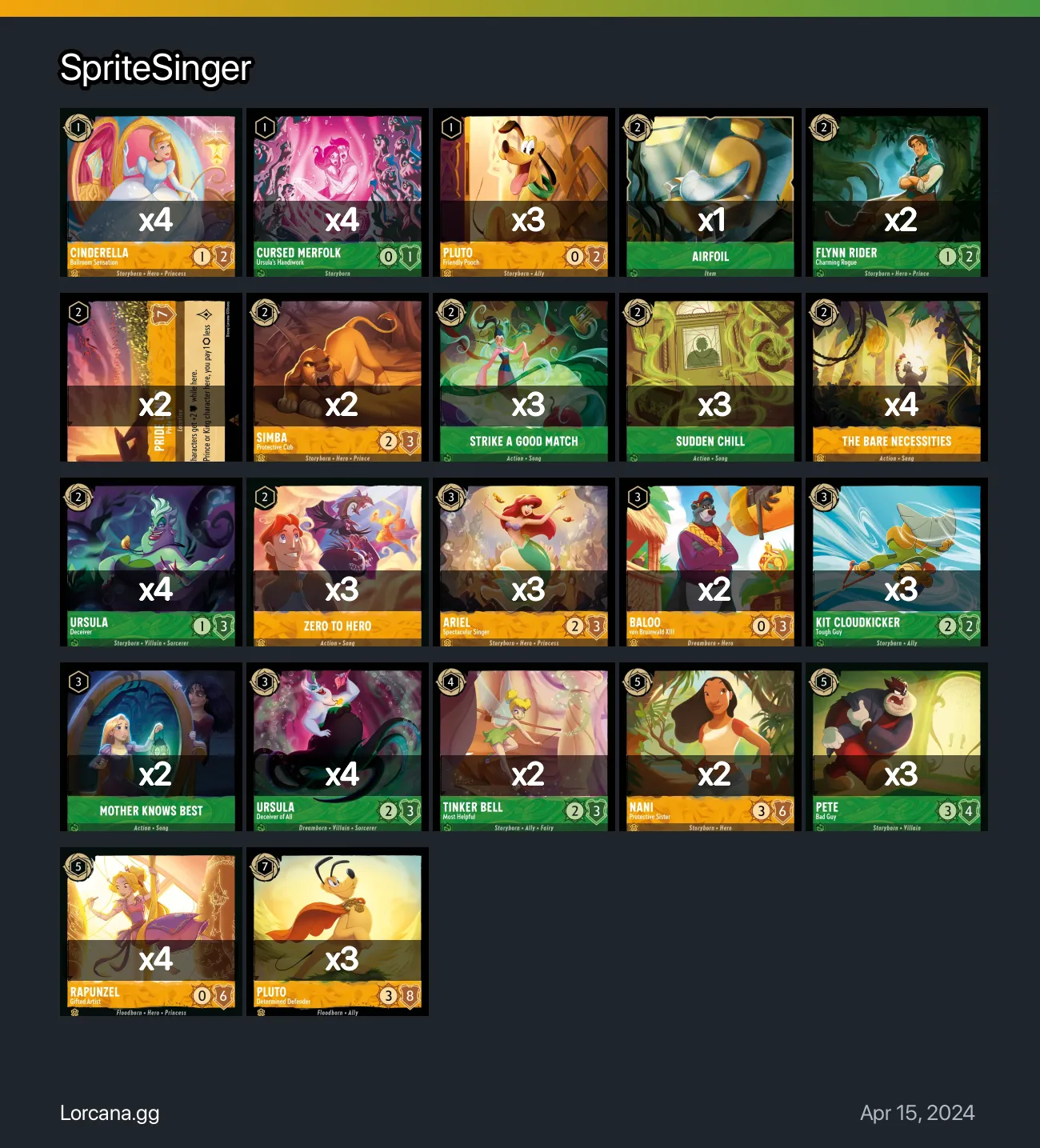 SpriteSinger Lorcana Deck | Lorcana.gg