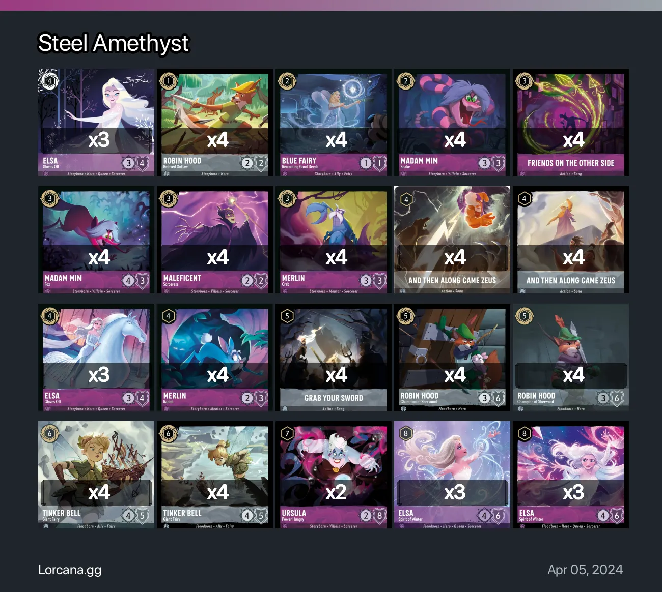 Steel Amethyst Lorcana Deck | Lorcana.gg