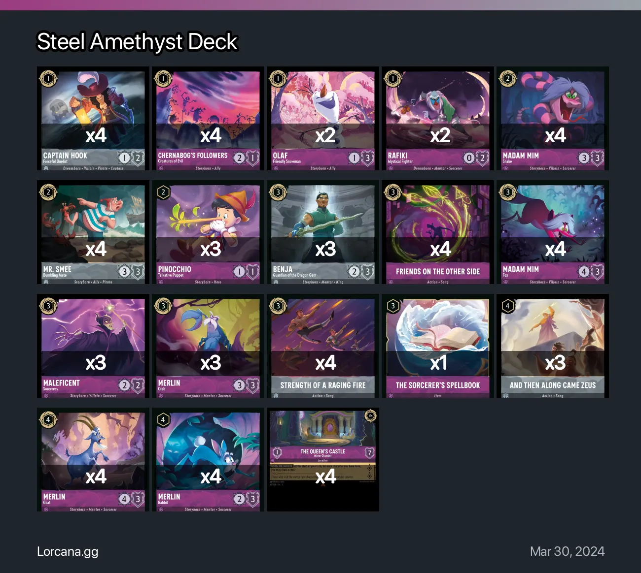 Steel Amethyst Deck Lorcana Deck | Lorcana.gg