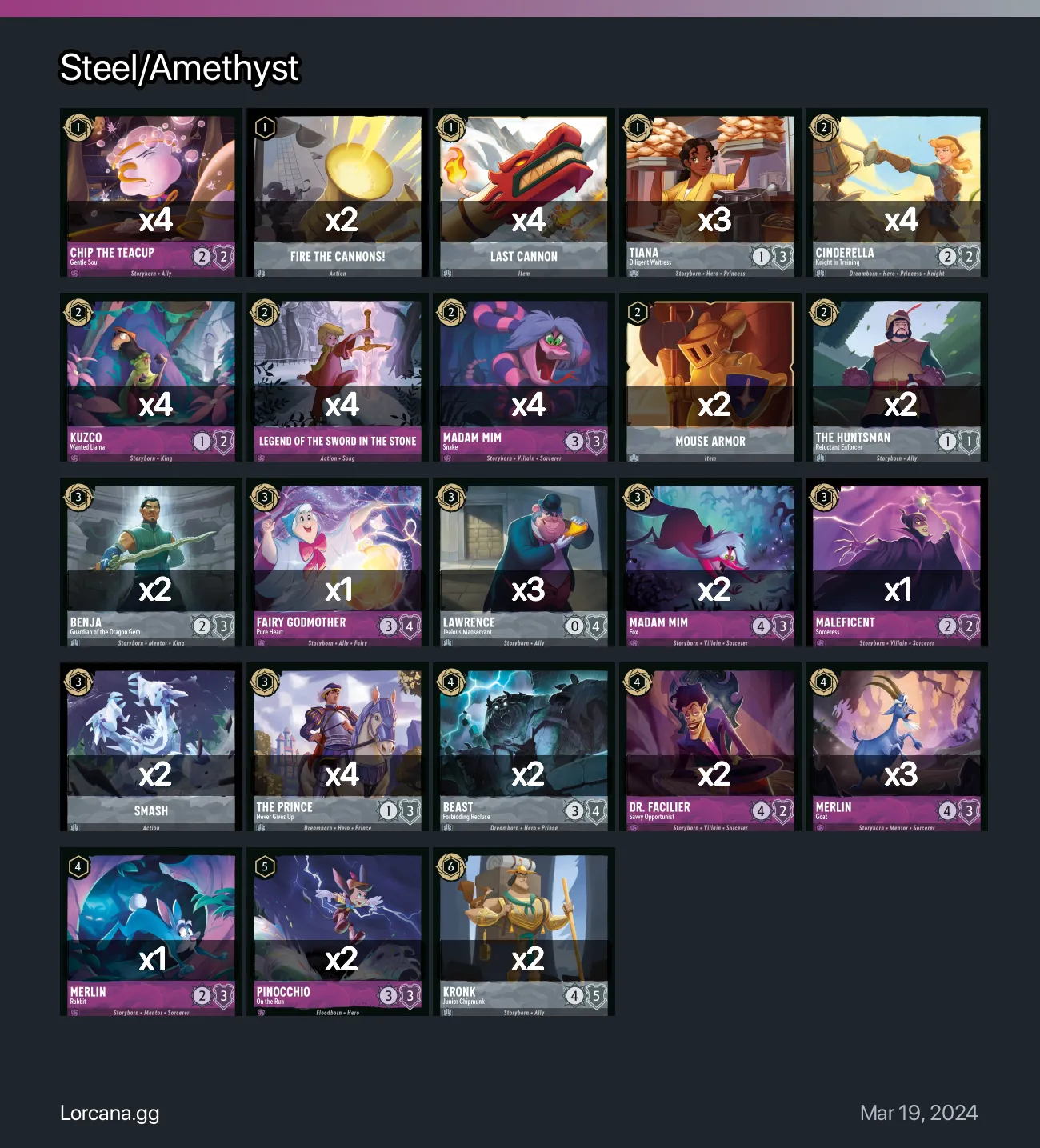 Steel/Amethyst Lorcana Deck • Lorcana.GG