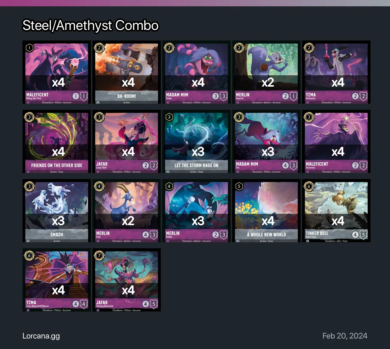 Steel/Amethyst Combo Lorcana Deck • Lorcana.GG