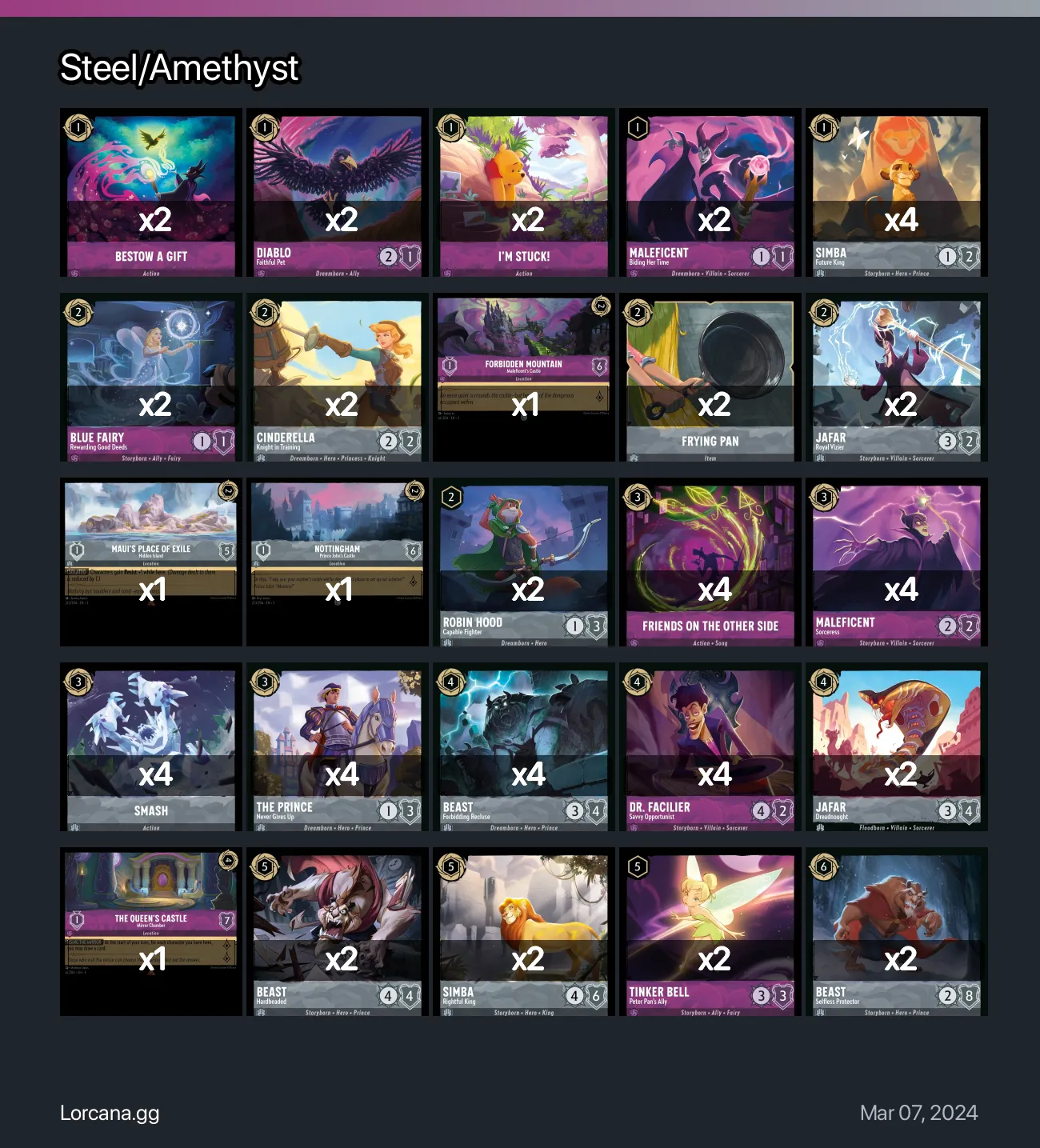 Steel/Amethyst Lorcana Deck • Lorcana.GG