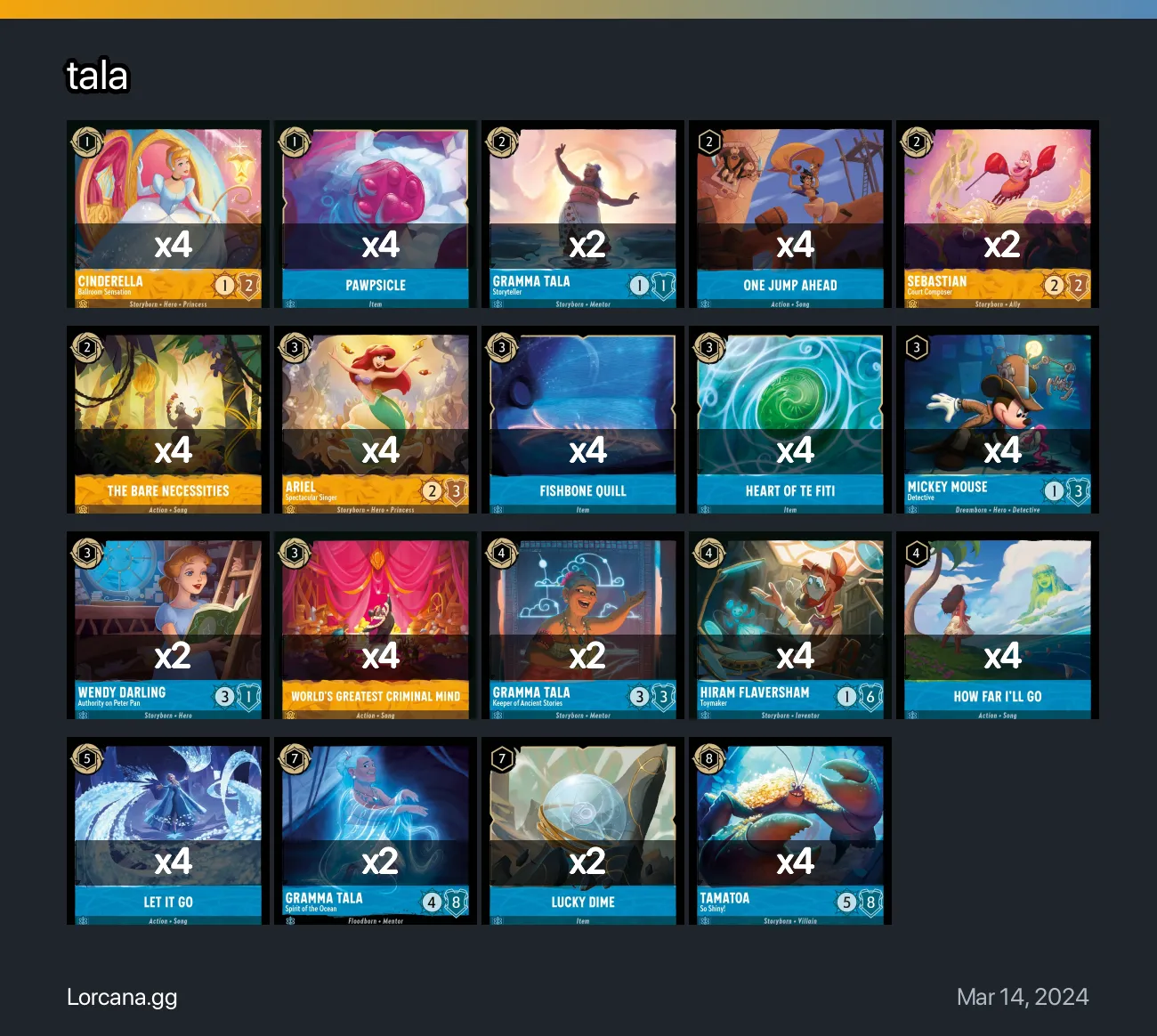 tala Lorcana Deck • Lorcana.GG