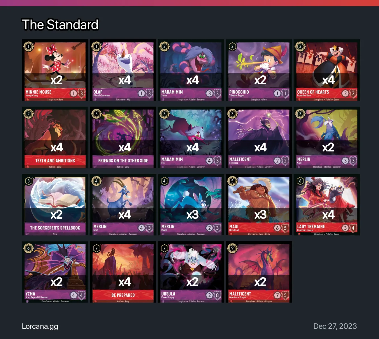 The Standard Lorcana Deck | Lorcana.gg