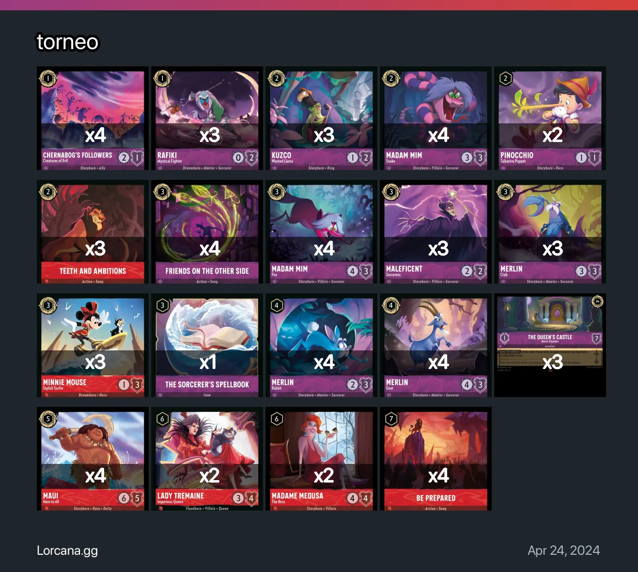 torneo Lorcana Deck | Lorcana.gg