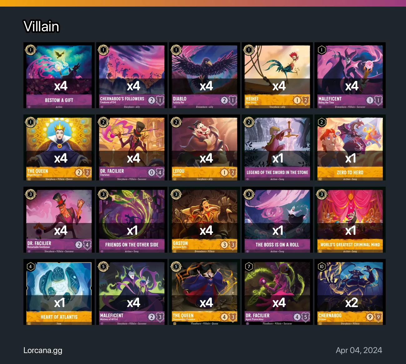 Villain Lorcana Deck | Lorcana.gg