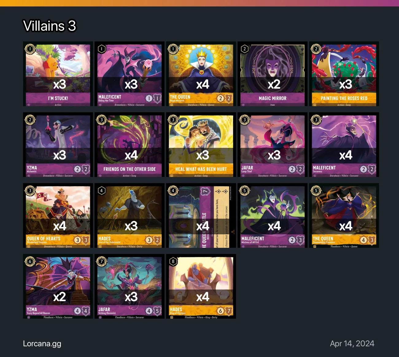 Villains 3 Lorcana Deck | Lorcana.gg