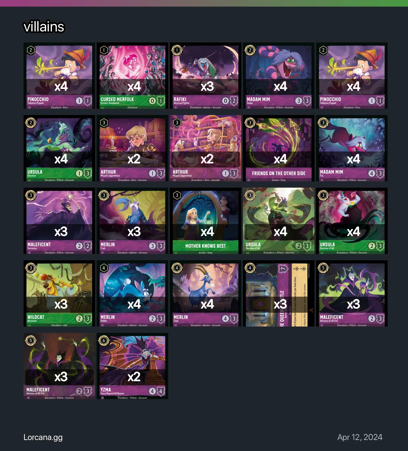 villains Lorcana Deck | Lorcana.gg