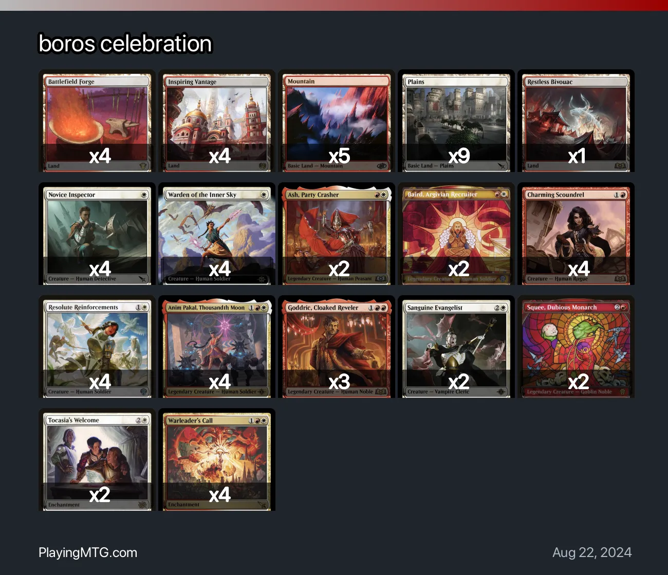 boros celebration Magic the Gathering Deck