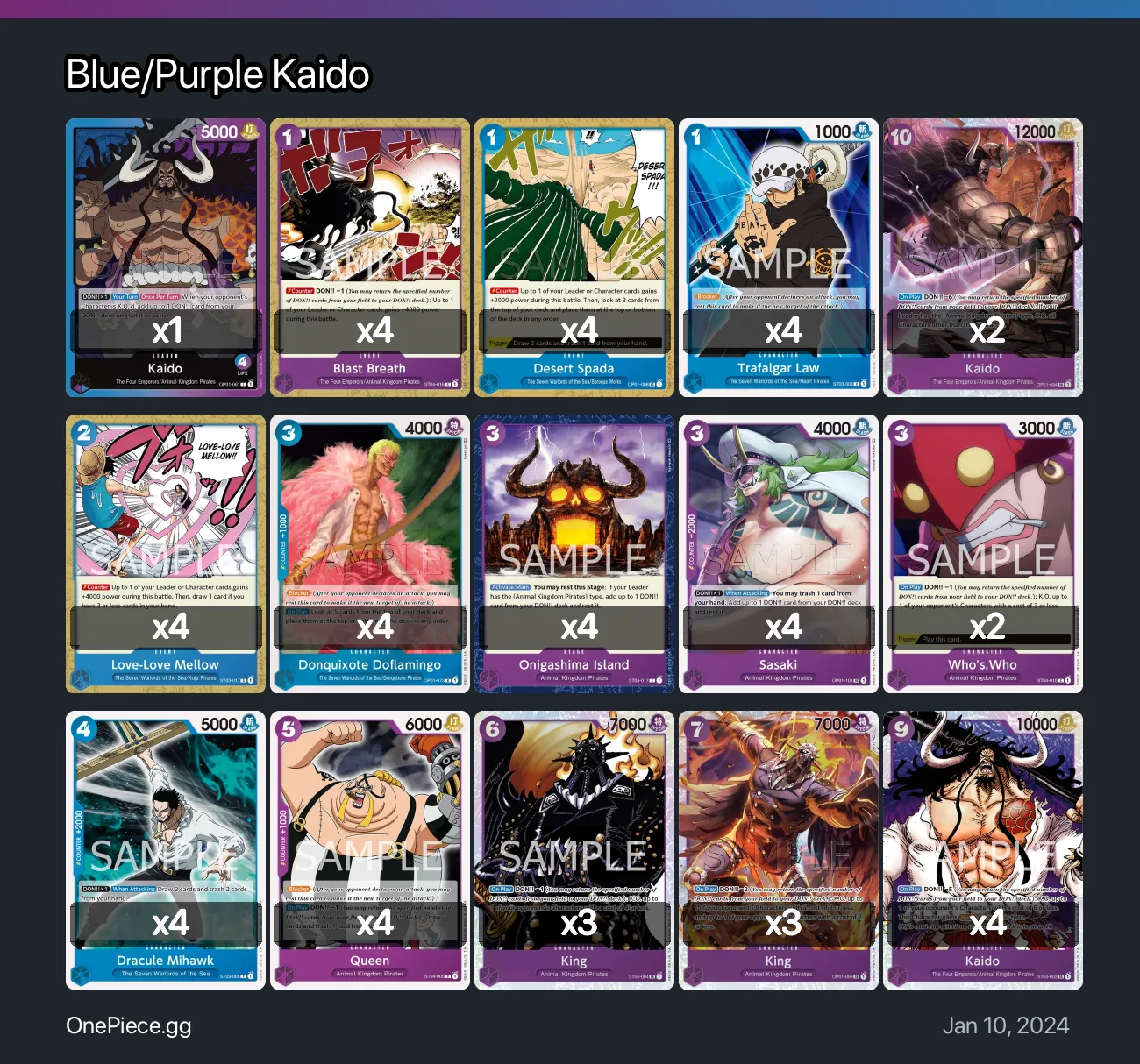 Blue/Purple Kaido One Piece Card Game Deck | OnePiece.gg