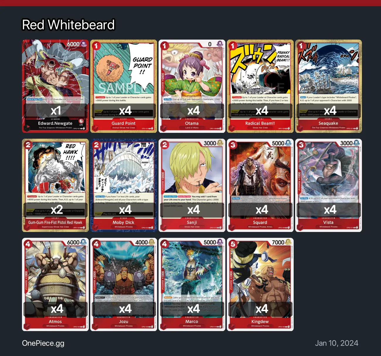 Red Whitebeard One Piece Card Game Deck • Onepiece.GG