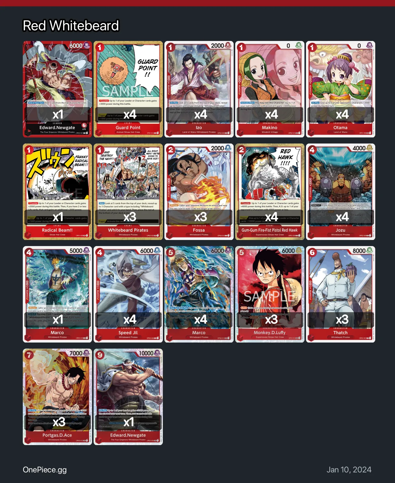 Red Whitebeard One Piece Card Game Deck • Onepiece.GG