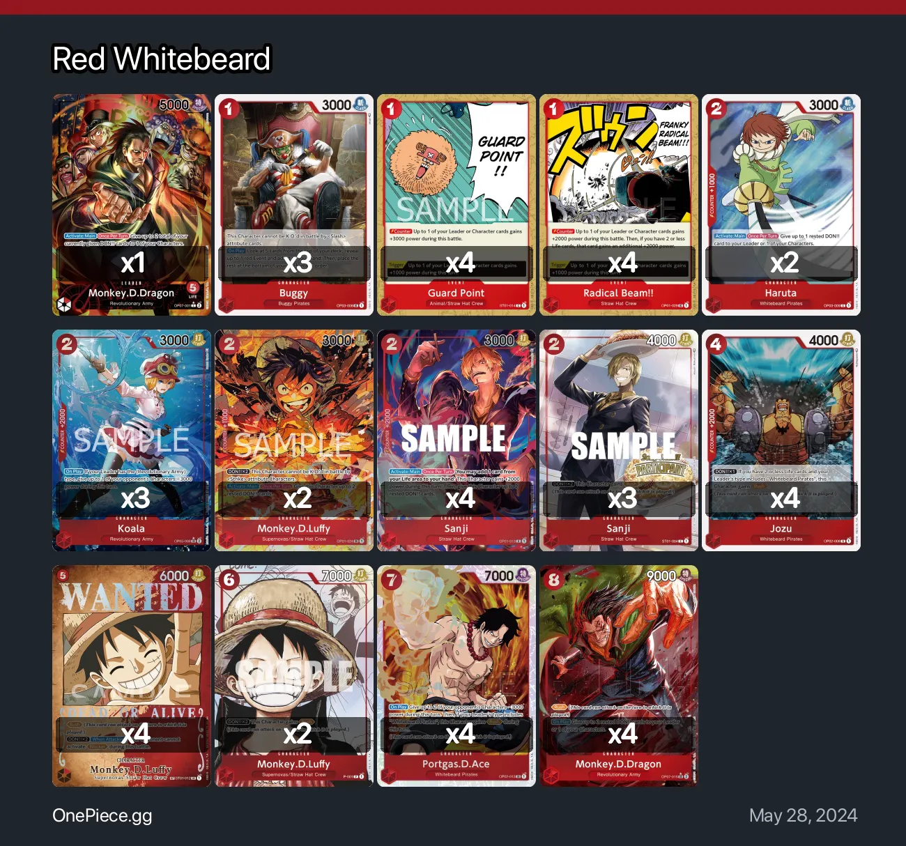 Red Whitebeard One Piece Card Game Deck Onepiecegg