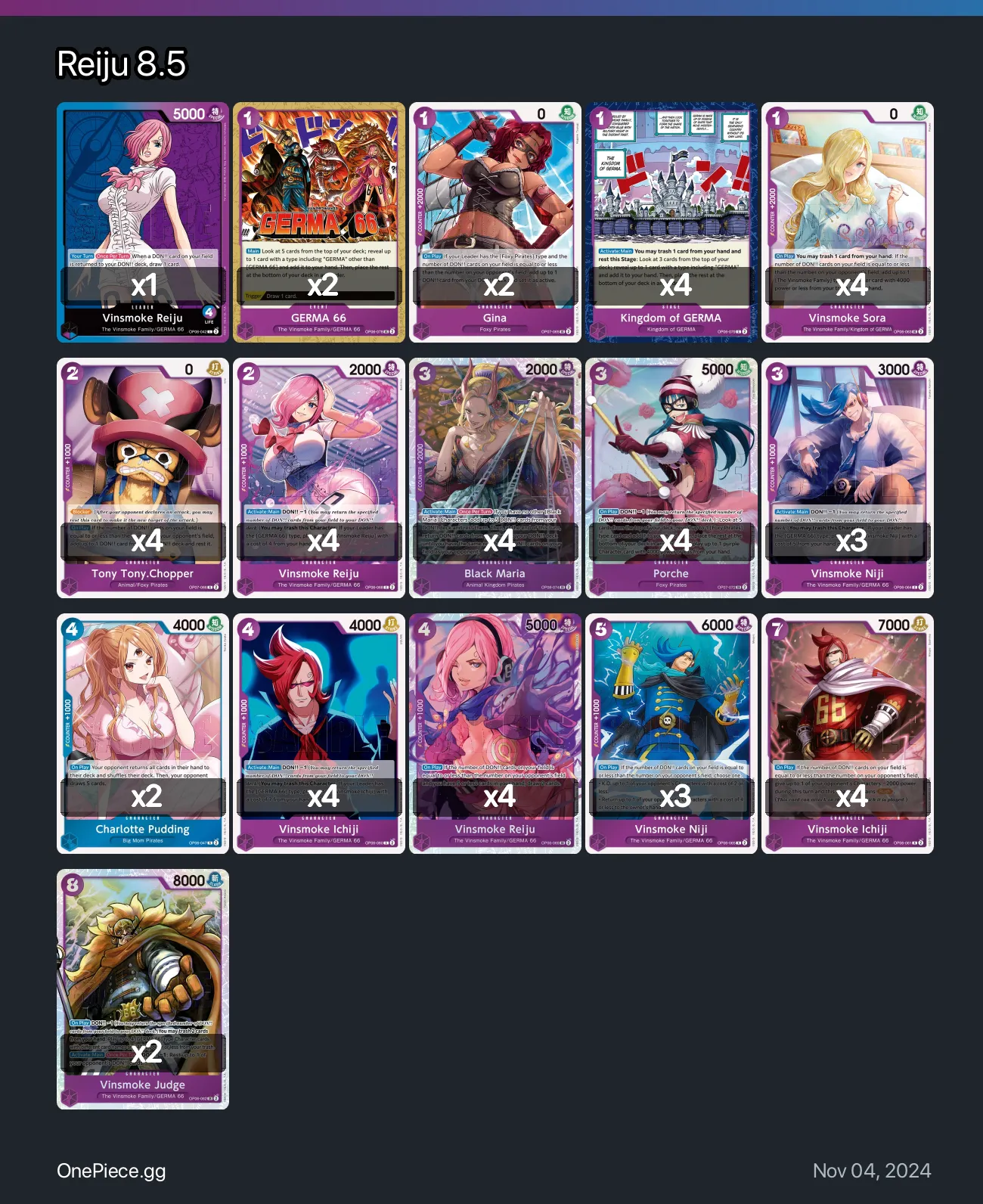 Reiju 8.5 One Piece Card Game Deck | One Piece Card Game