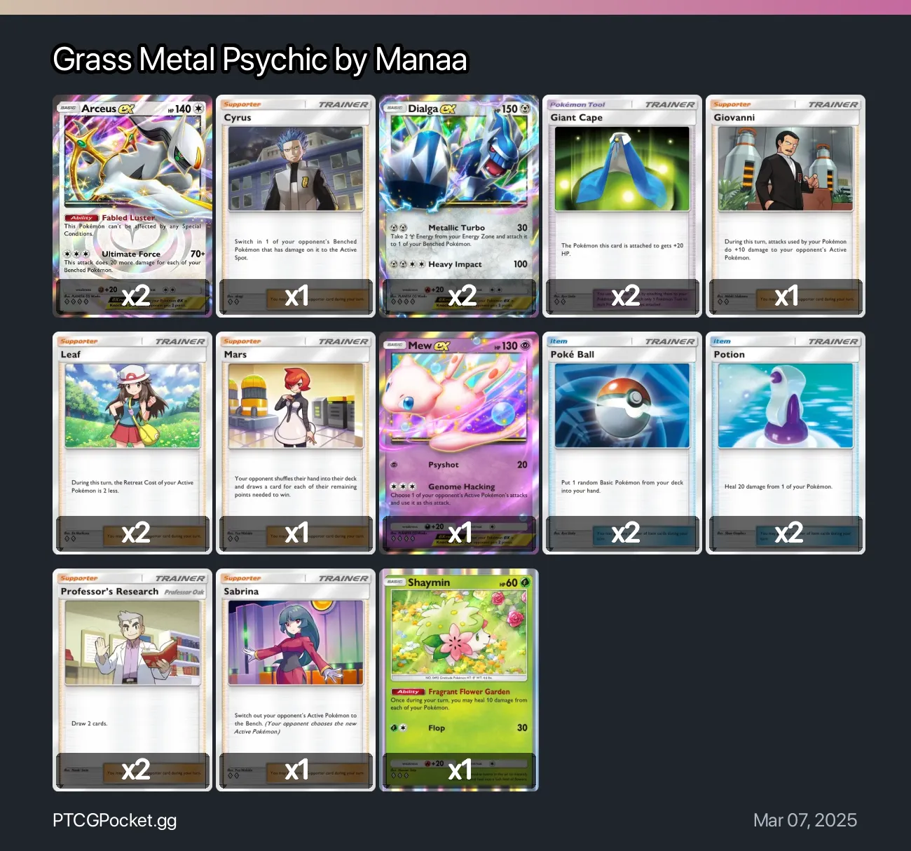 Grass Metal Psychic by Manaa - Pokémon TCG Pocket