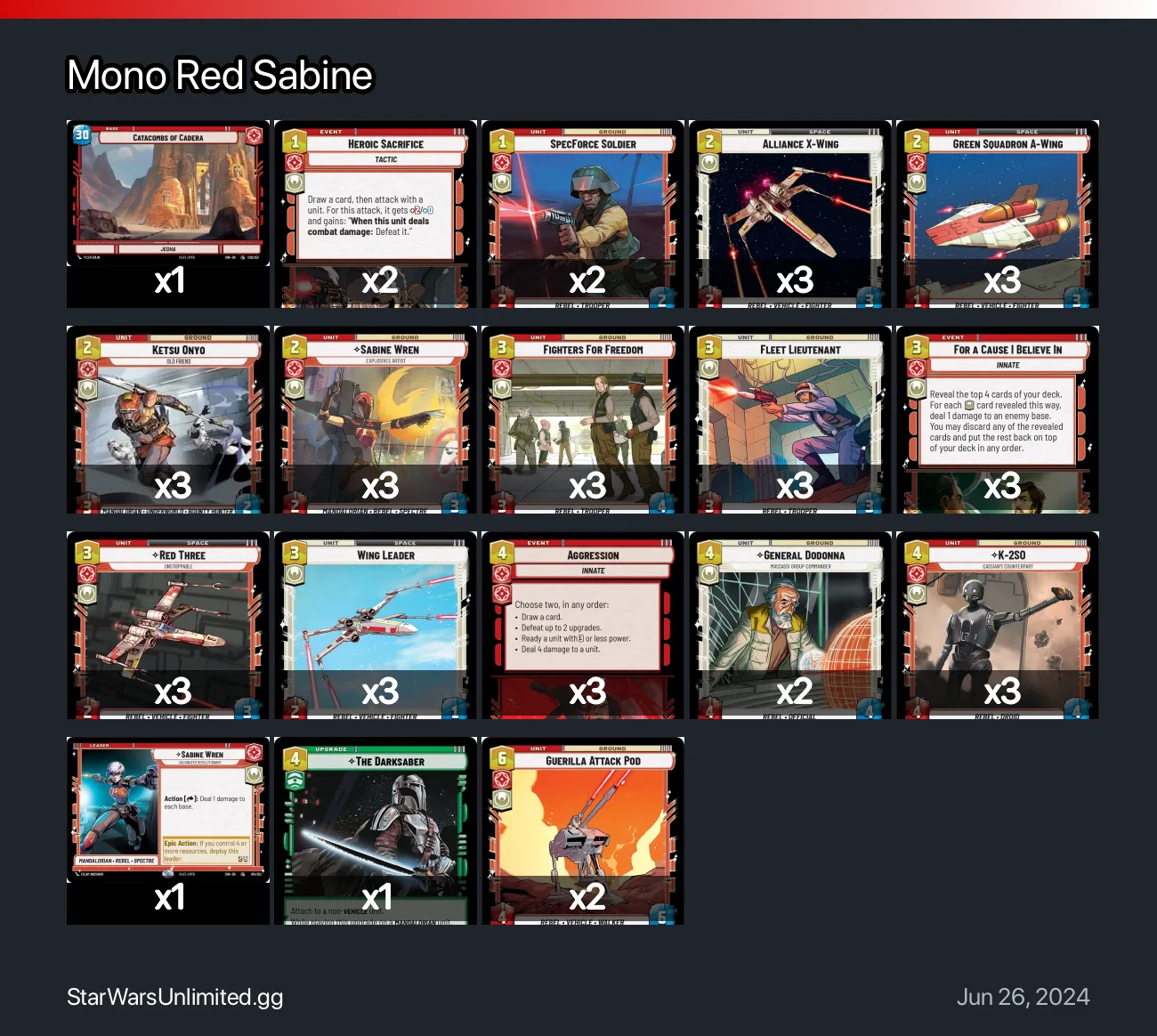 Mono Red Sabine | StarWarsUnlimited.gg