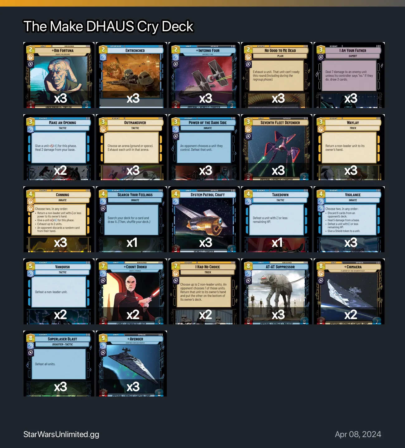 The Make DHAUS Cry Deck | StarWarsUnlimited.gg